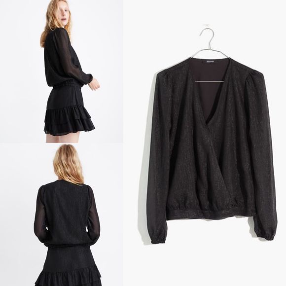 Madewell Shimmer Lyric Wrap Top AF678 - Picture 1 of 6